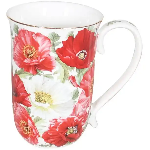 New Poppies on White Fine Bone China - Mug