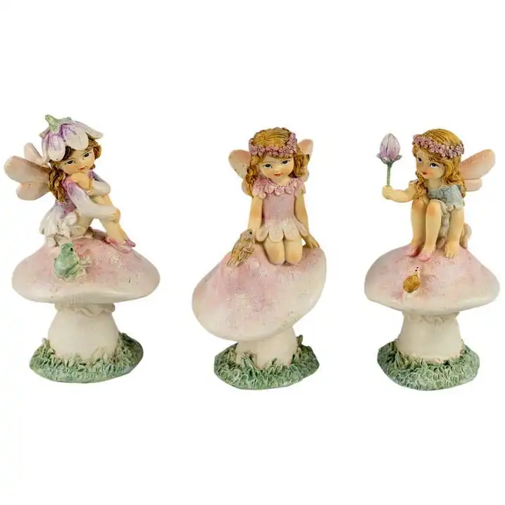 Fairy Friends Sitting on Mushroom