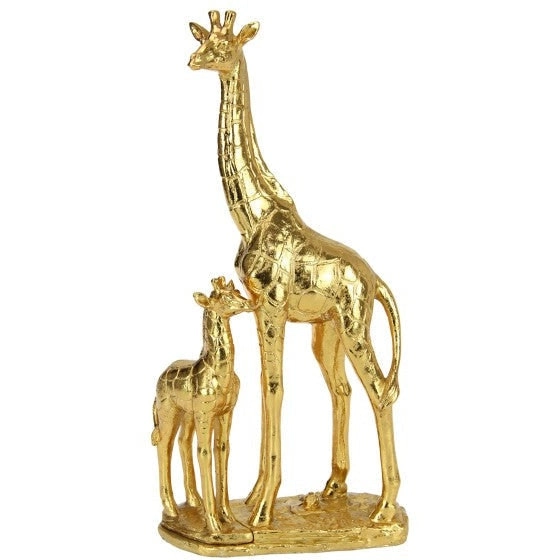 Gold Giraffe with Baby on Base