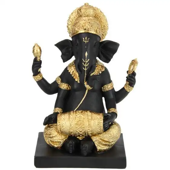 Black & Gold Ganesh with Drum