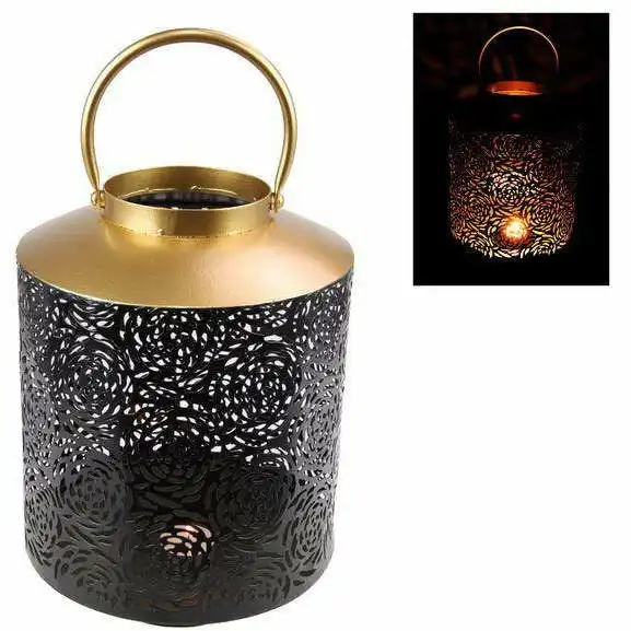 Lantern Black & Gold - Rose Pattern