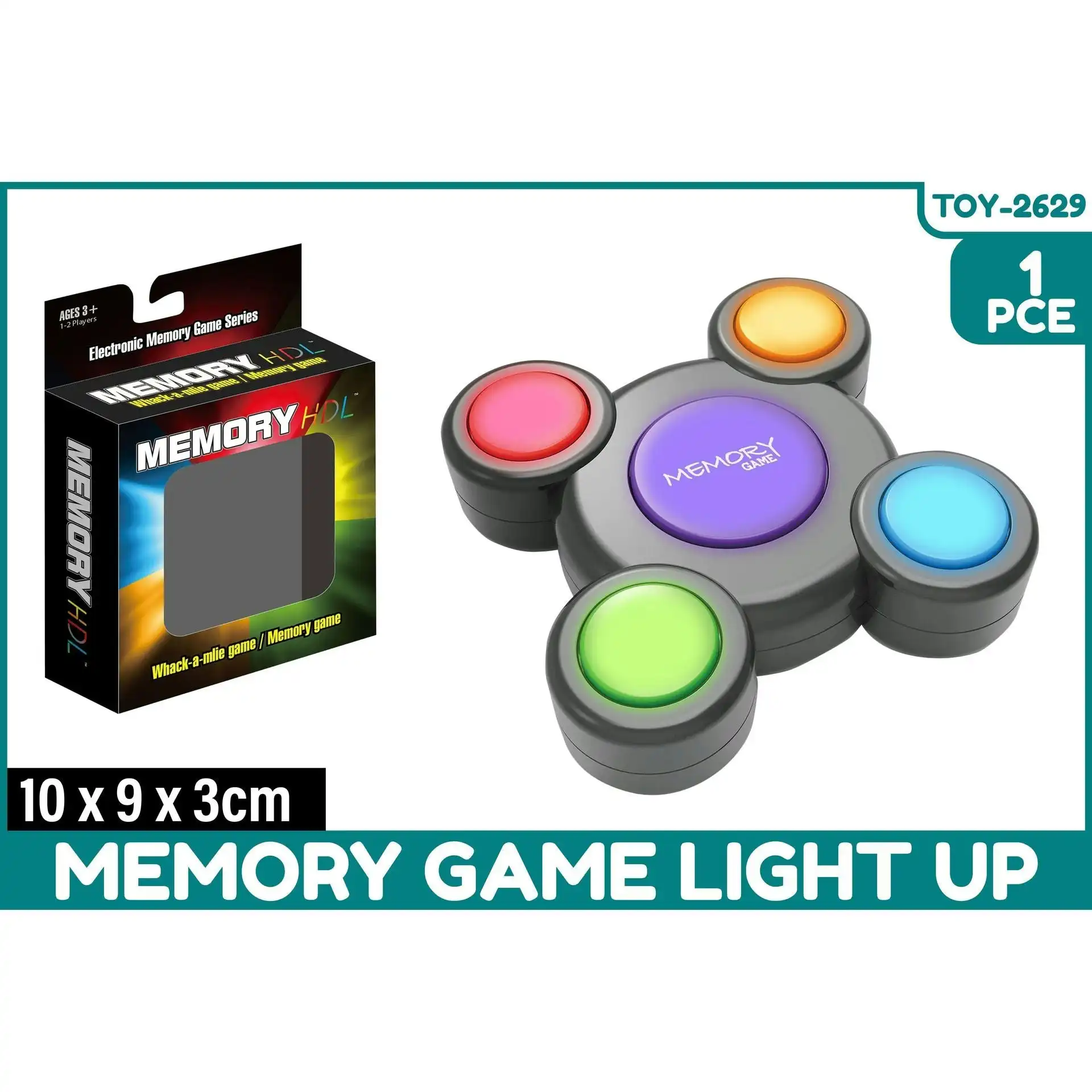 Memory Game Light Up Battery Operated 6x6cm