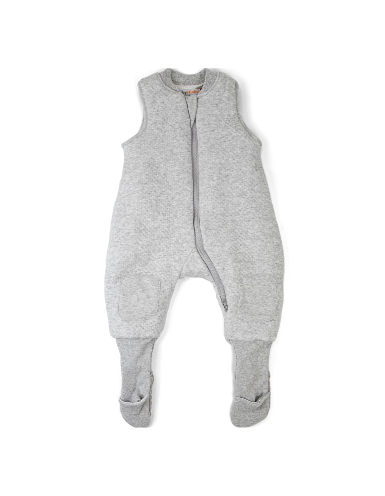 babystudio warmies cotton sleeveless with legs 2.5 TOG - Grey Marle/Grey Lines