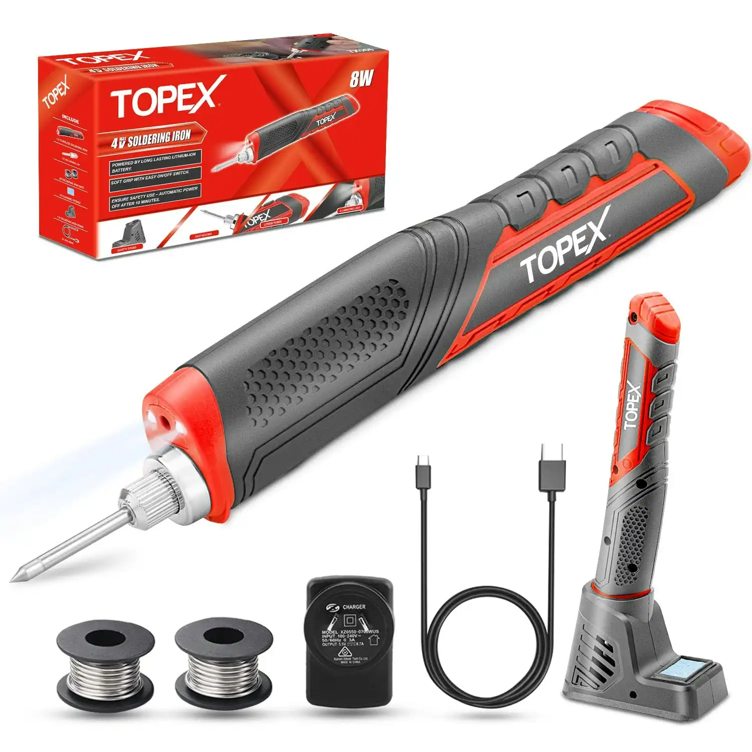 Topex 8W 4V Max Cordless Soldering Iron Rechargeable with Lithium-Ion Battery