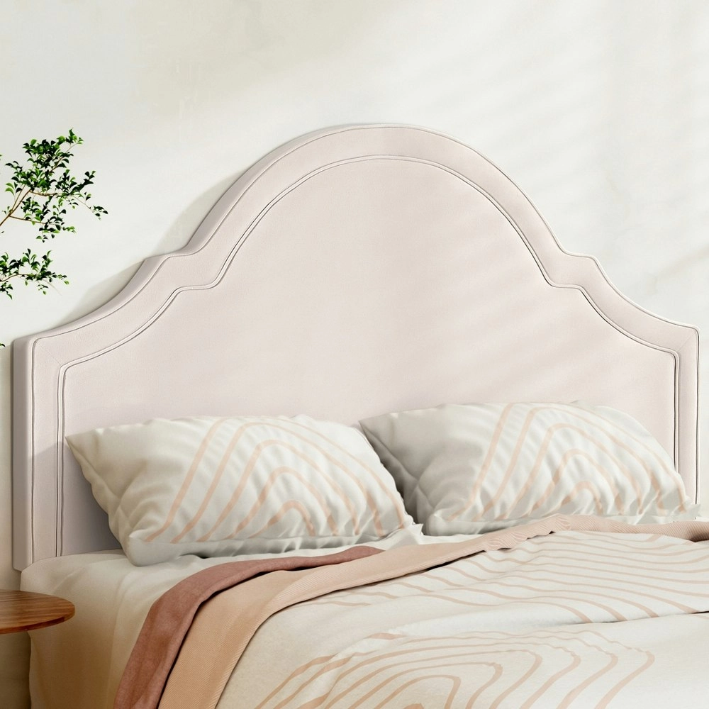 Artiss Bed Frame Bed Head Headboard Queen Velvet IRIS Beige