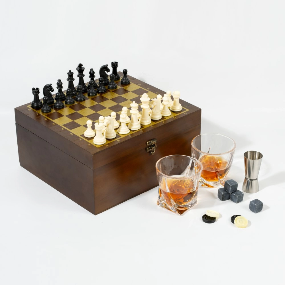 Whiskey Glass Set Chess And Checkers