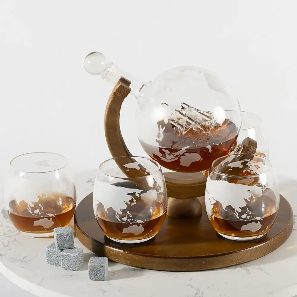 Globe Decanter With Whiskey Stones