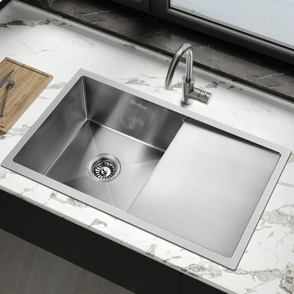 Alfordson Kitchen Sink Stainless Steel Drop in Flush Under Mount Basin 870X450MM