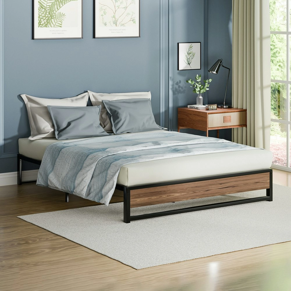 Alfordson Metal Bed Frame Double Size Mattress Base Platform Foundation Wood