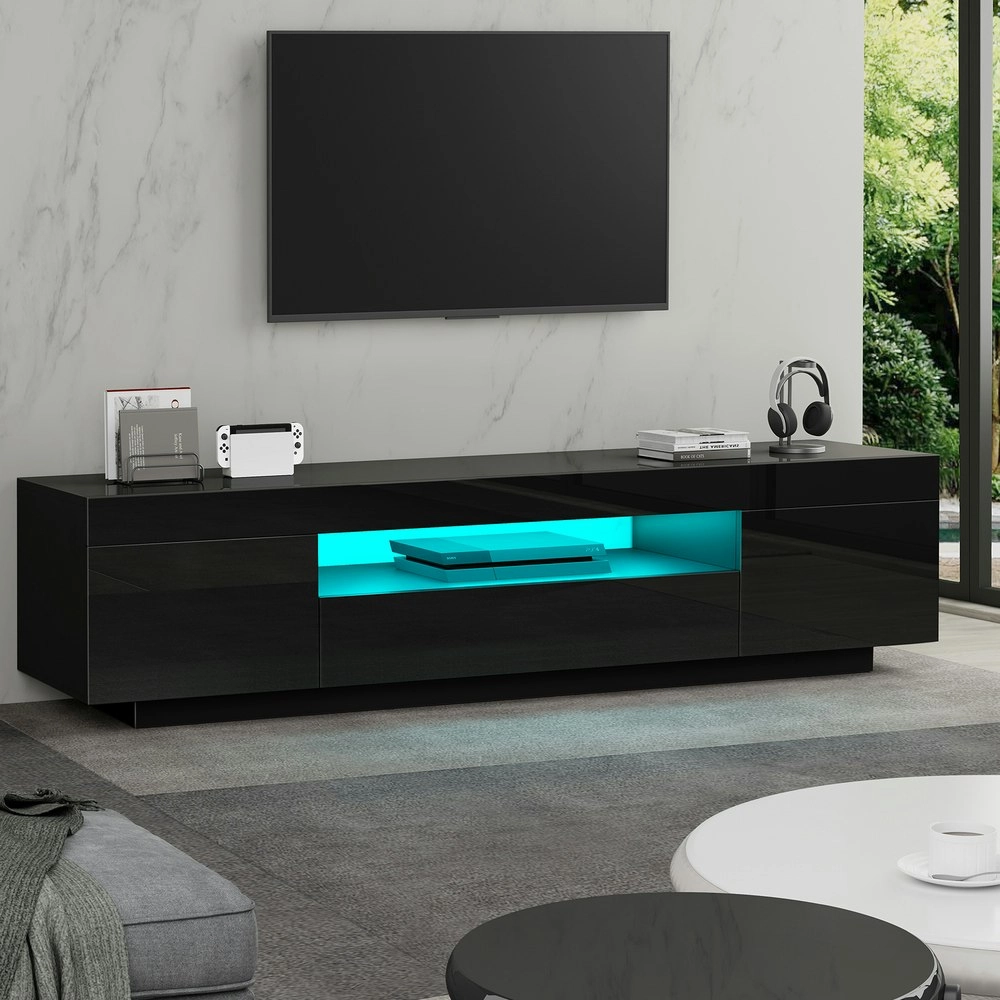 Alfordson Entertainment Unit Gloss Black 180cm