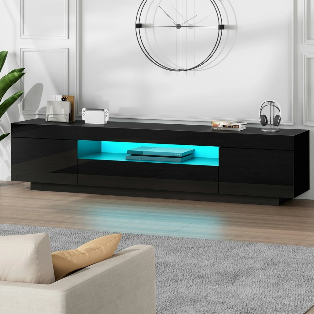 Alfordson Entertainment Unit Gloss Black 180cm