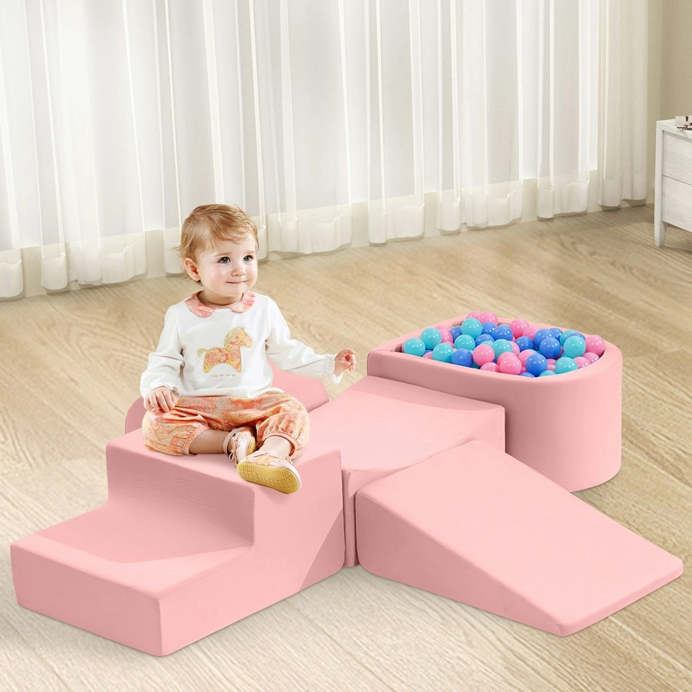 Playpals Kids Climb Crawl Foam Play Set Soft Play Set Activity Toys 5PC Pink