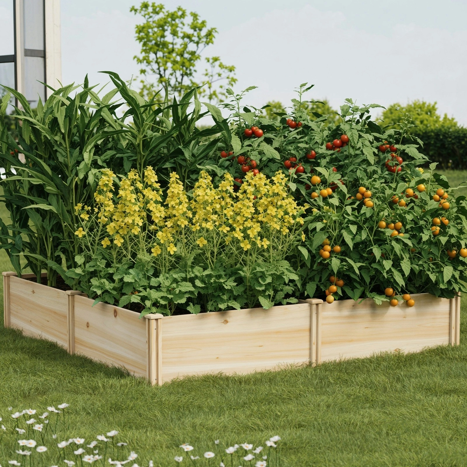 Livsip Garden Bed Raised Set of 4 80x80x30cm Wooden Planter Box Container