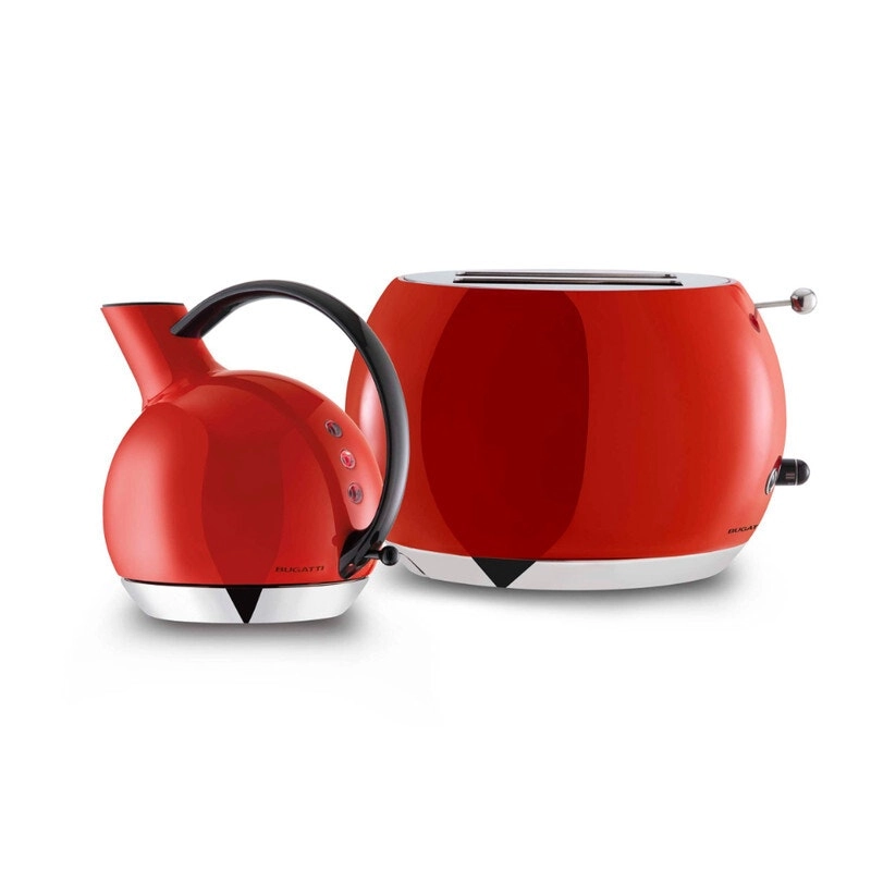 Bugatti Italy Romeo Toaster and Giulietta Kettle Set - Red