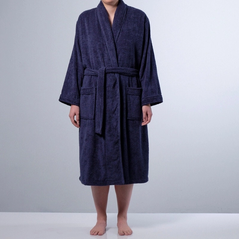 Canningvale Lusso Cotton Terry Large Bathrobe - Mezzanotte Blue