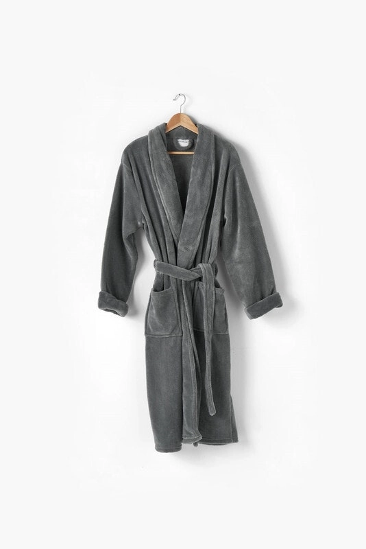 Linen House Plush Robe - Charcoal