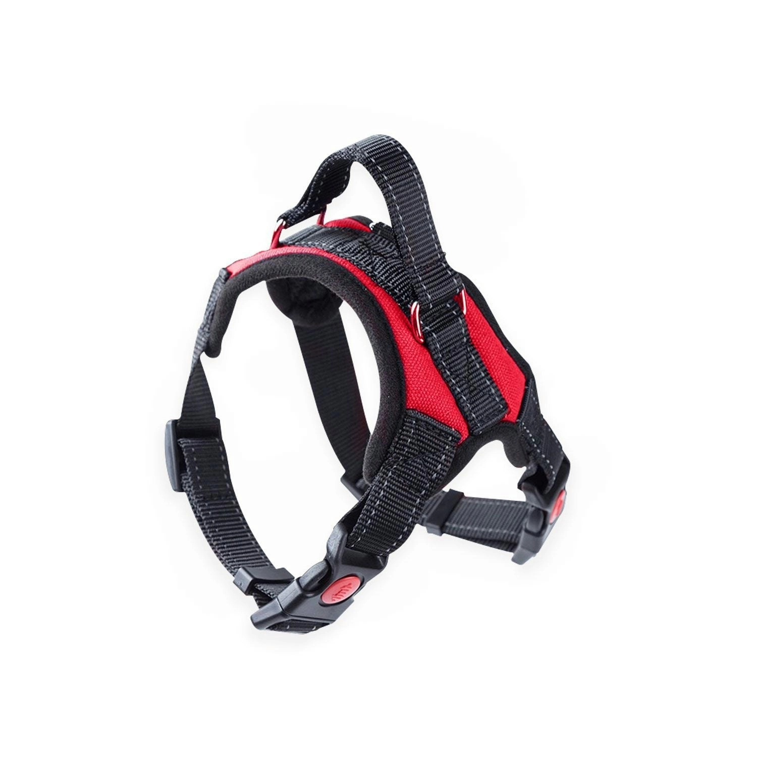 Floofi No Pull Dog Harness with Adjustable Chest Belt Nylon Fabric M Size Red