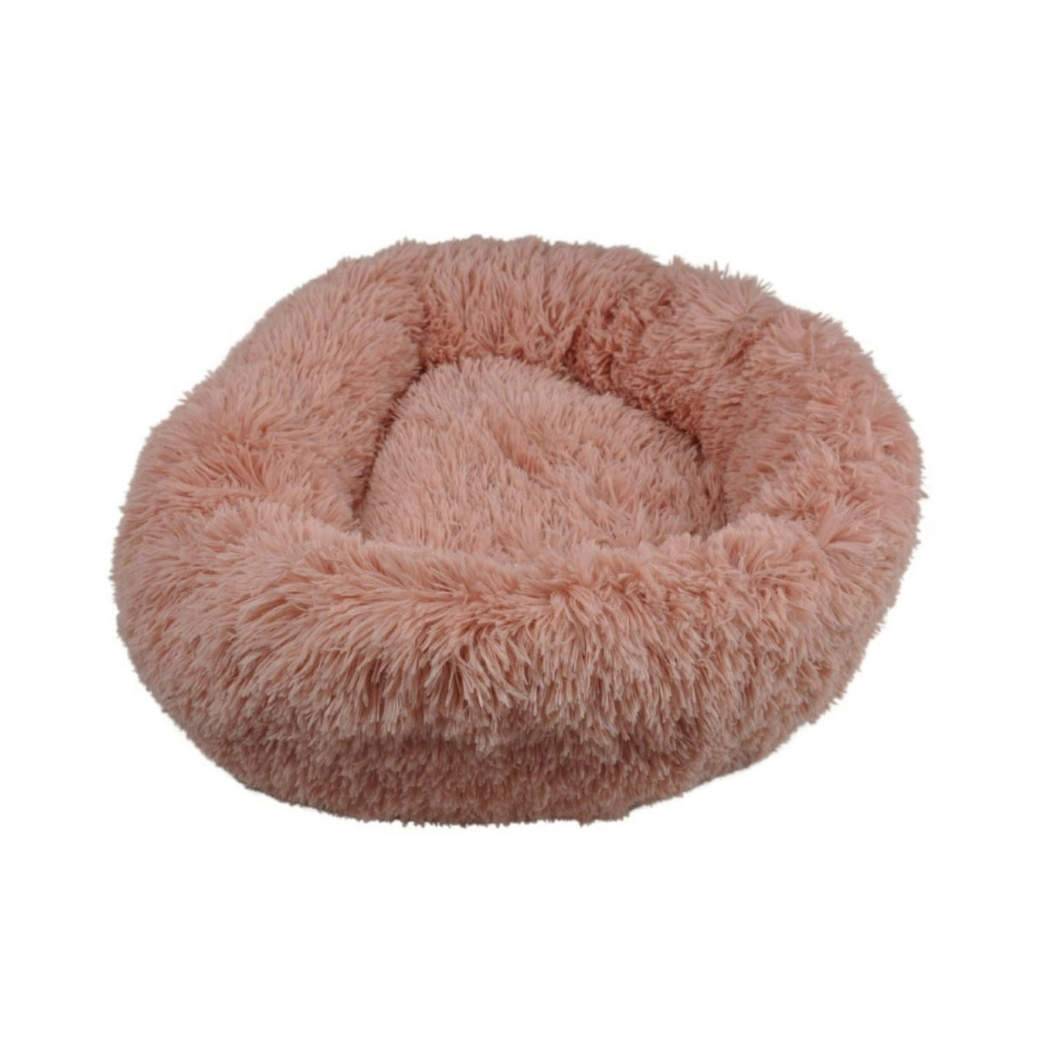 Floofi Calming Pet Bed Round Soft Comfy Plush Sleeping Washable 60cm Rose Gold