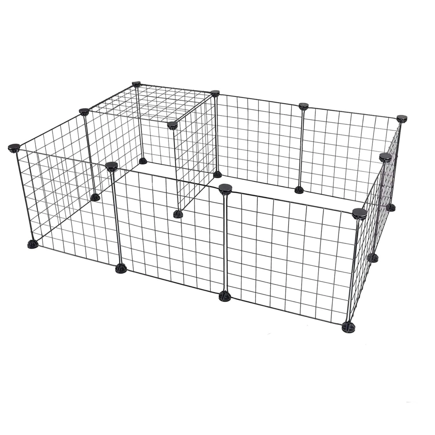 Floofi 8 Panel Portable Steel Crate Pet Puppy Dog Playpen - Black