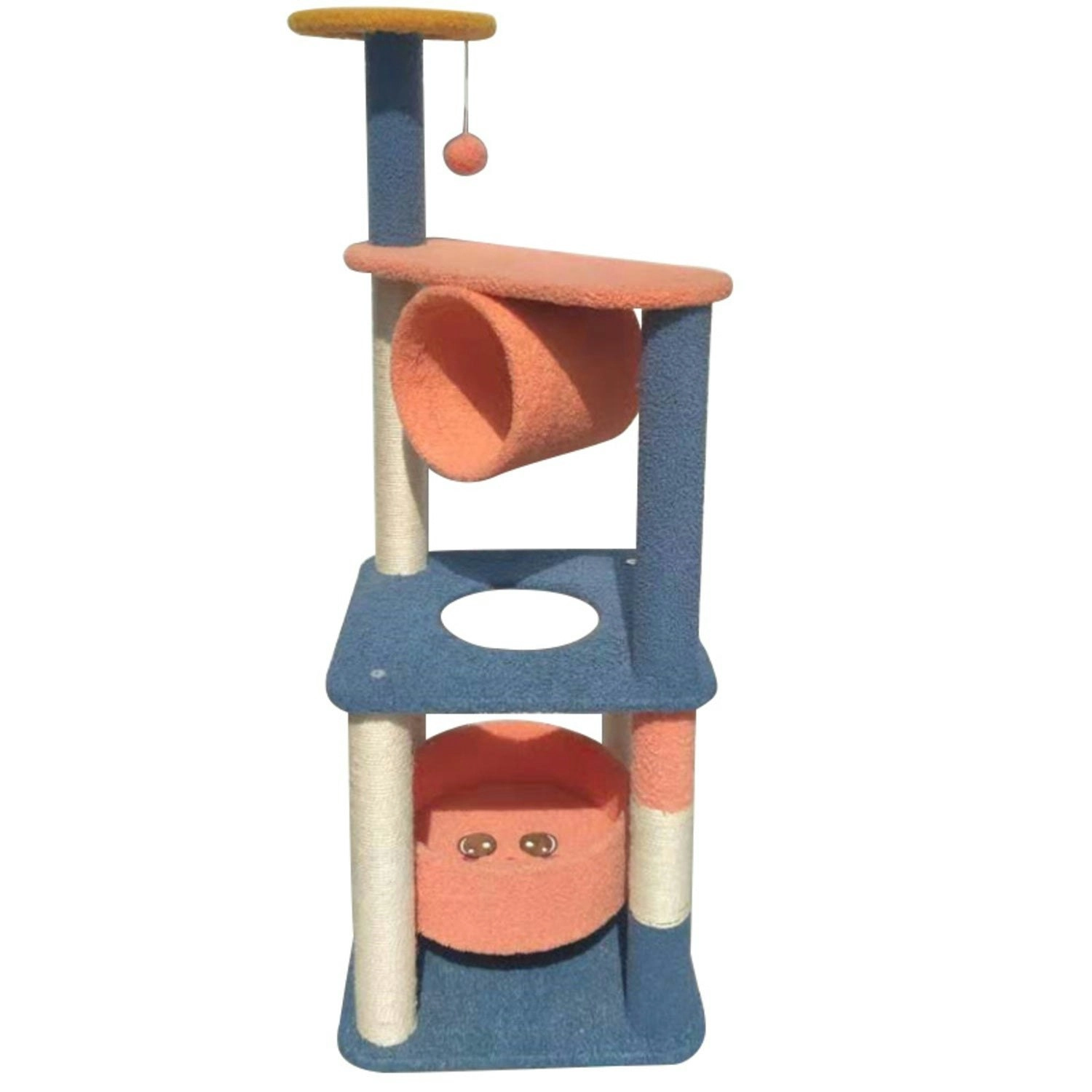 Floofi 110cm Emoji Plush Cat Condo Cat Tree (Blue Red)