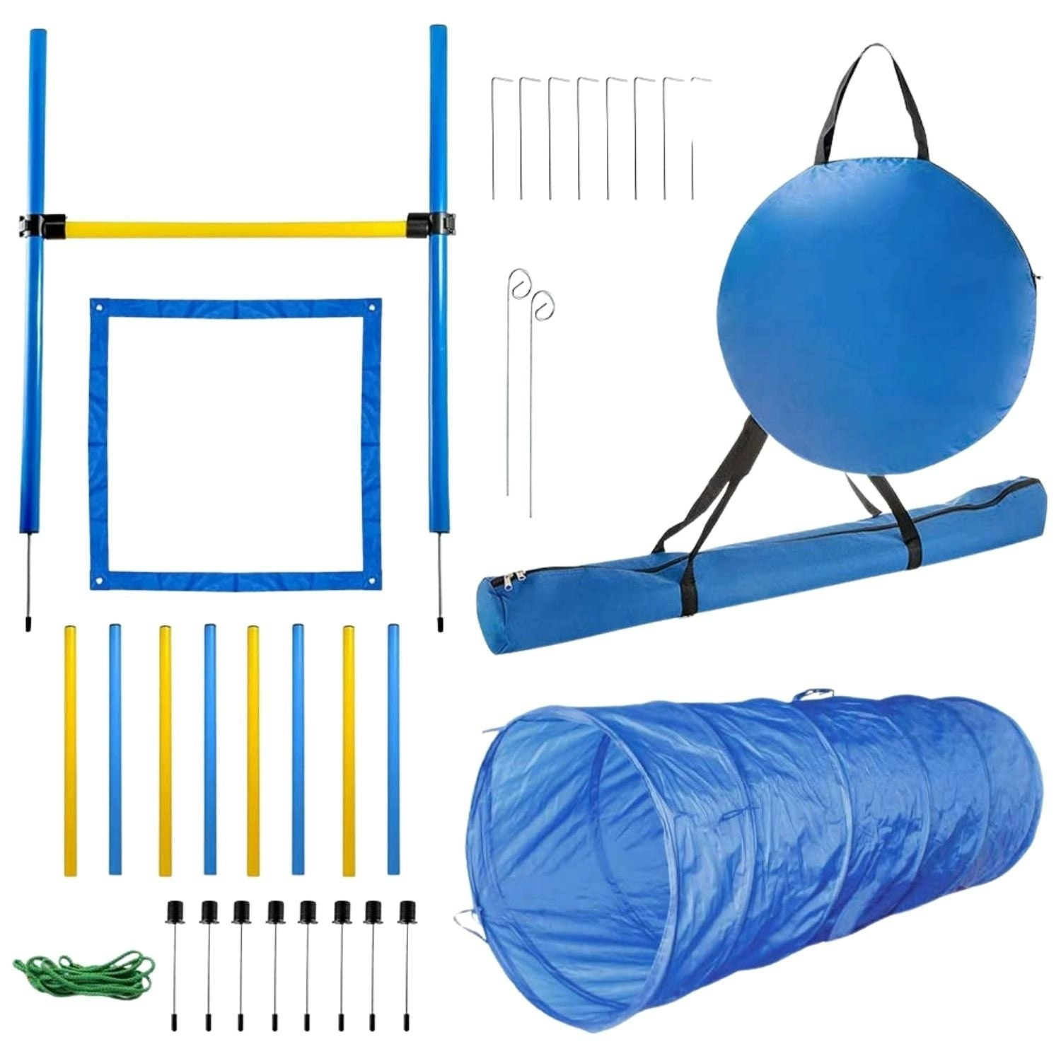 Floofi Pet Obstacle Training Course Pet Dog Agility Equipment Set - Yellow/Blue