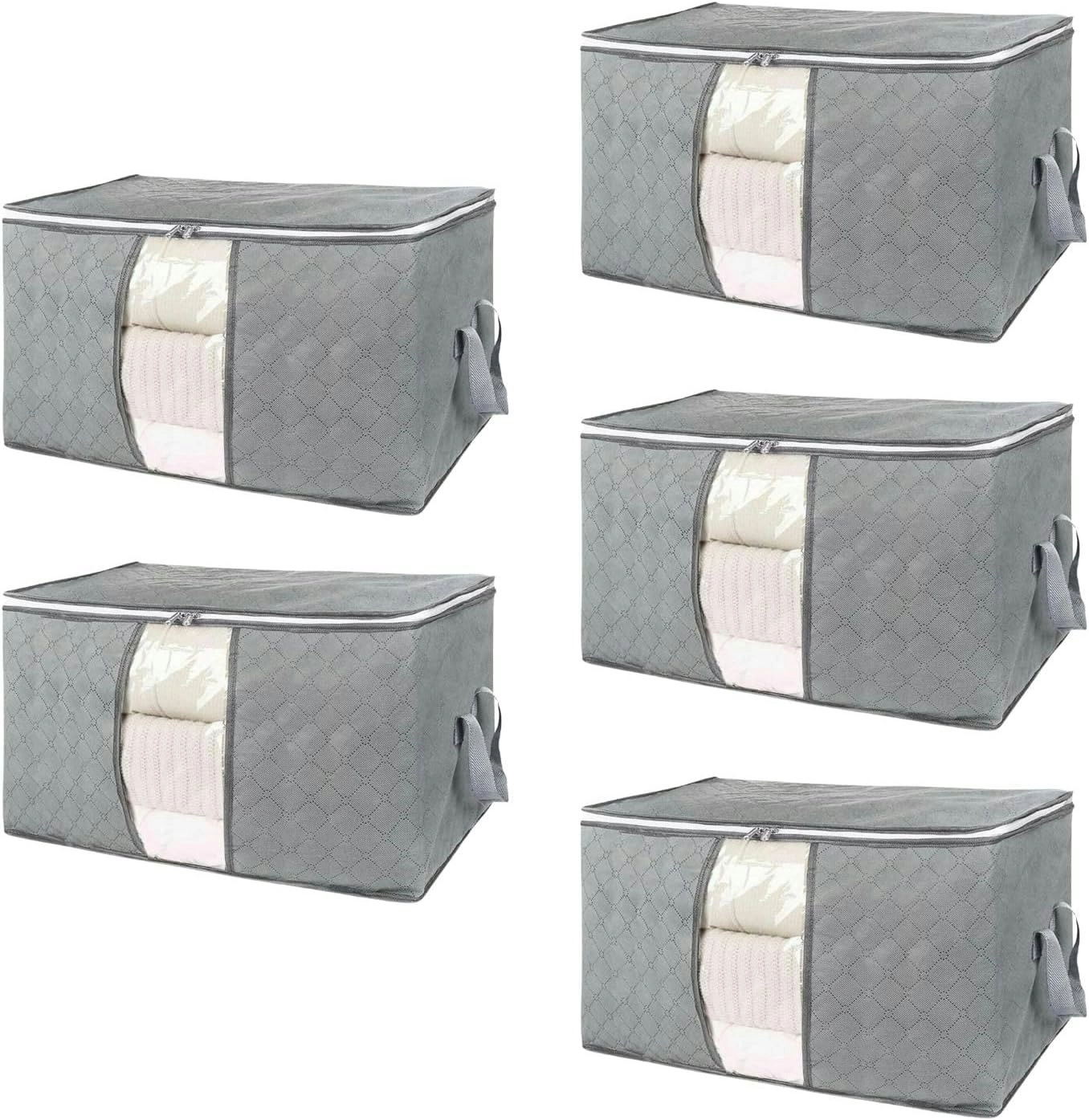 Gominimo 5PCS 90L Large Clothes Storage Bag Home Organizer Zipper Box Bag