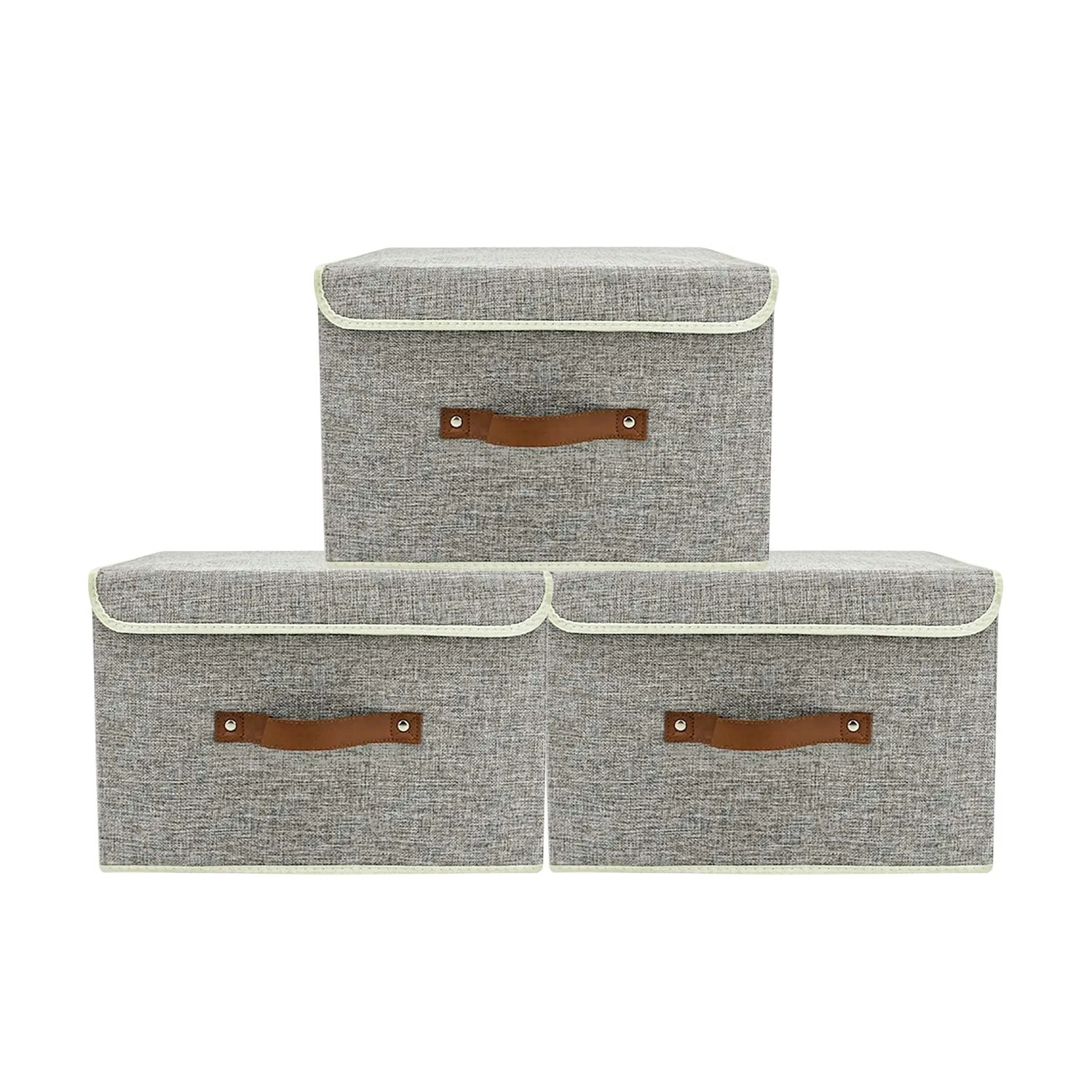 Gominimo 3 Pack 24L Dust Proof Linen Foldable Storage Organizers Grey