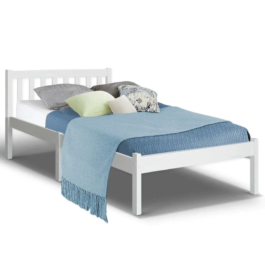 Ekkio Single Wooden Bed Frame - White