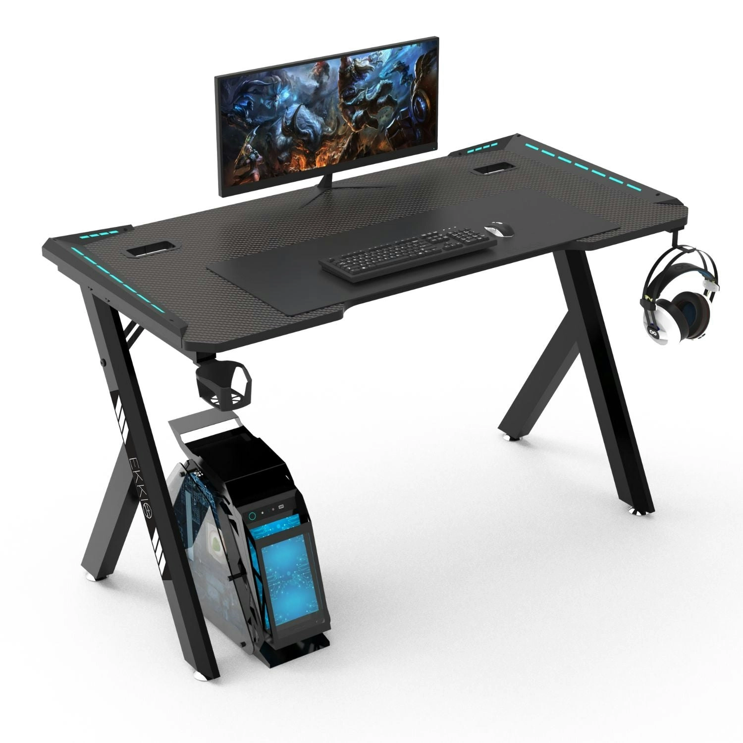 Ekkio RGB Gaming Desk Y Shape 140cm - Black