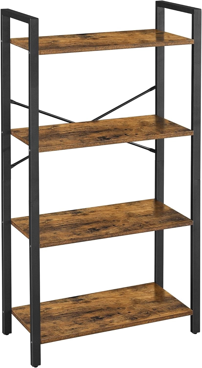 VASAGLE 4 Tier Display Shelf Bookcase Storage Stand Rack Shelves Bookshelf - Rustic Brown