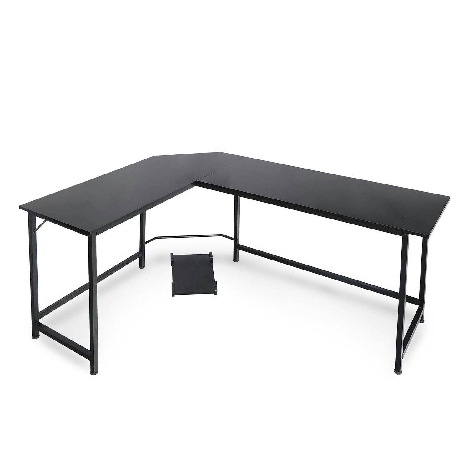 Ekkio Home Office Workstation L Shaped Corner Desk Computer Table with CPU Stand - Black