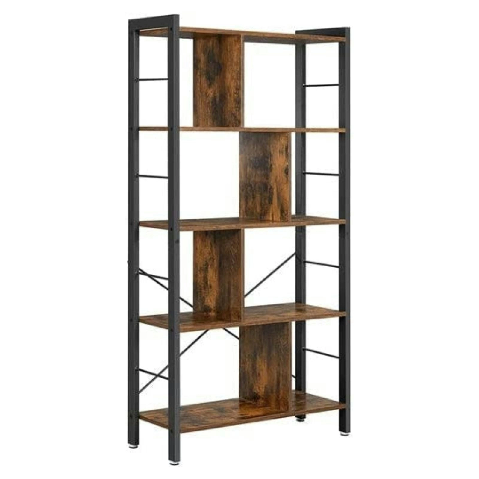 VASAGLE Sturdy Space Saving Bookshelf Rustic Brown And Black