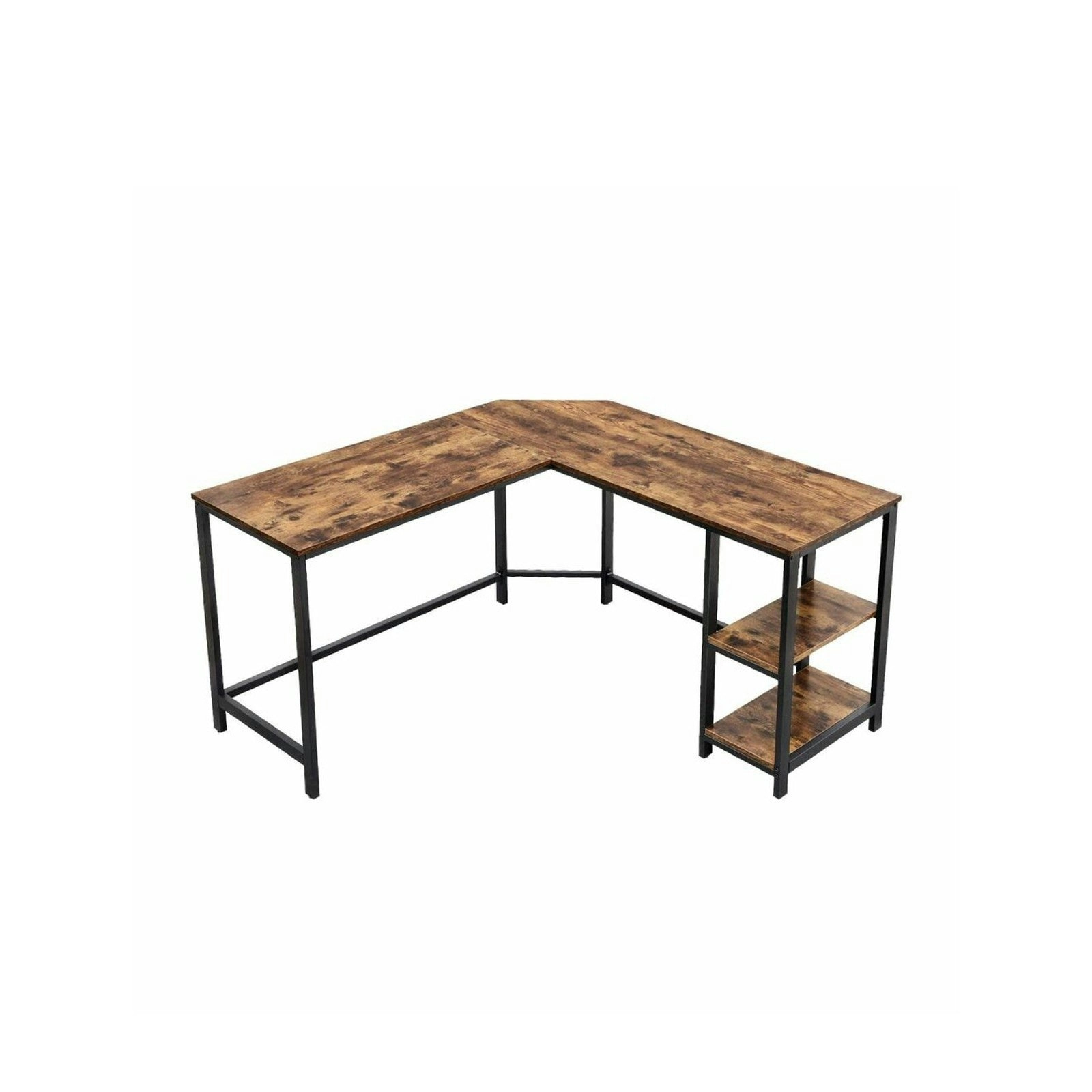 VASAGLE L-Shaped Computer Desk Rustic Brown and Black