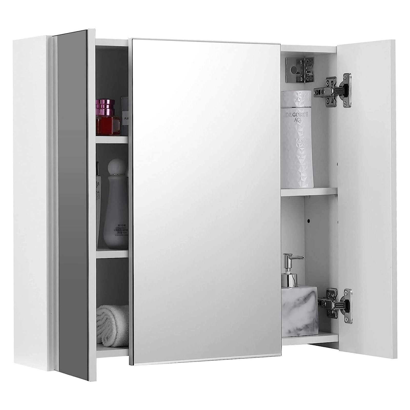 VASAGLE Adjustable Shelf With Mirror Wall Bathroom Cabinet - Silver