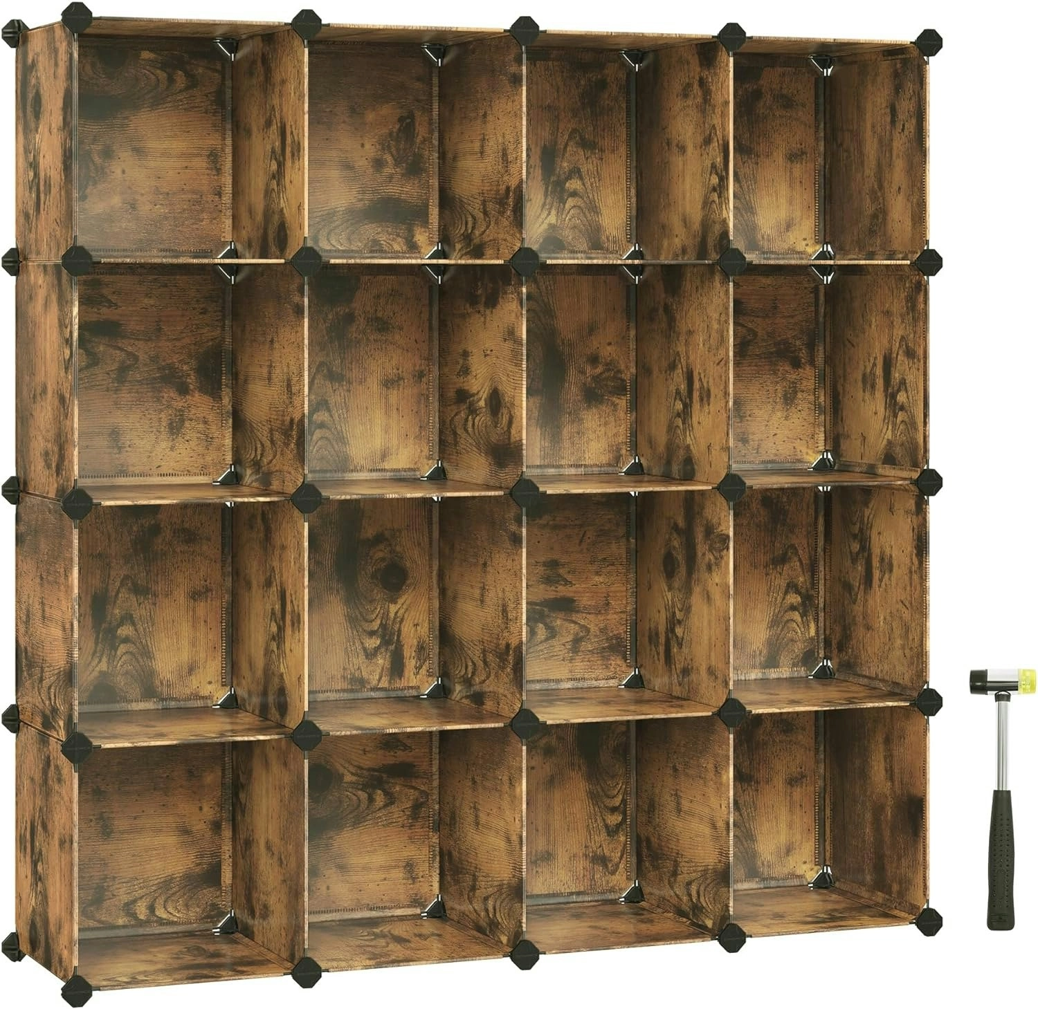 16x SONGMICS Sturdy Frame Hold Up to 10KG Closet Organiser Room Organization Cube Storage - Rustic Brown