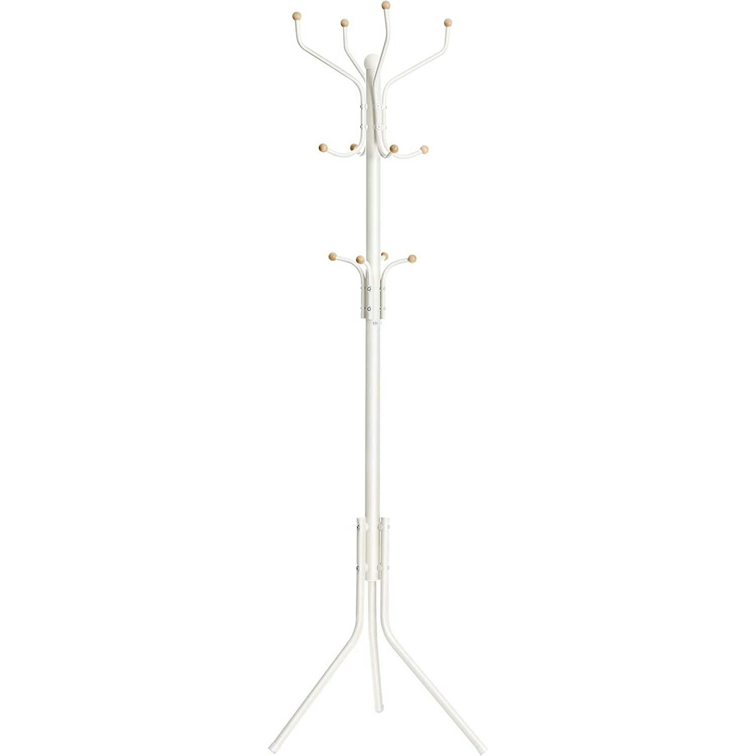 SONGMICS 182cm Metal Talll Hall Tree Hat Hook Clothes Coat Rack - White