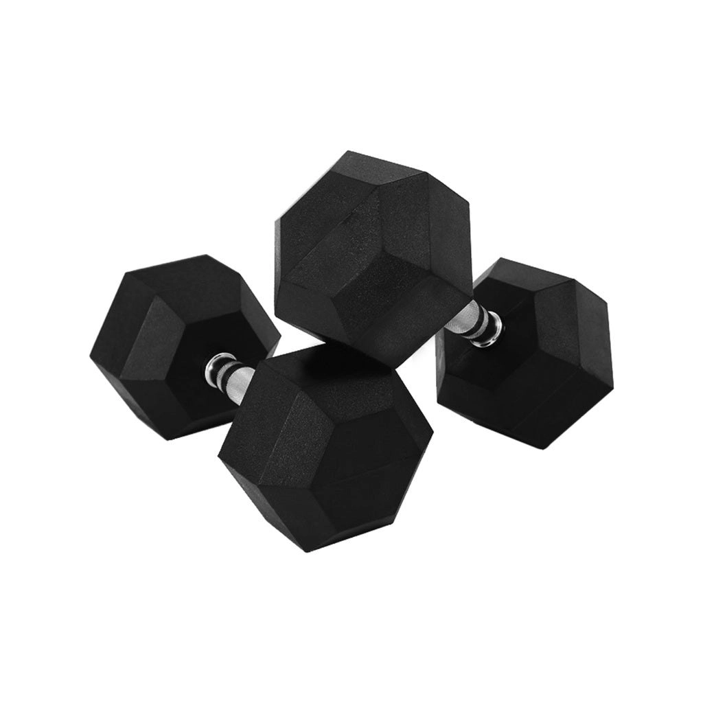 2x Verpeak 11 lb / 5 kg Rubber Hex Dumbbells - Black