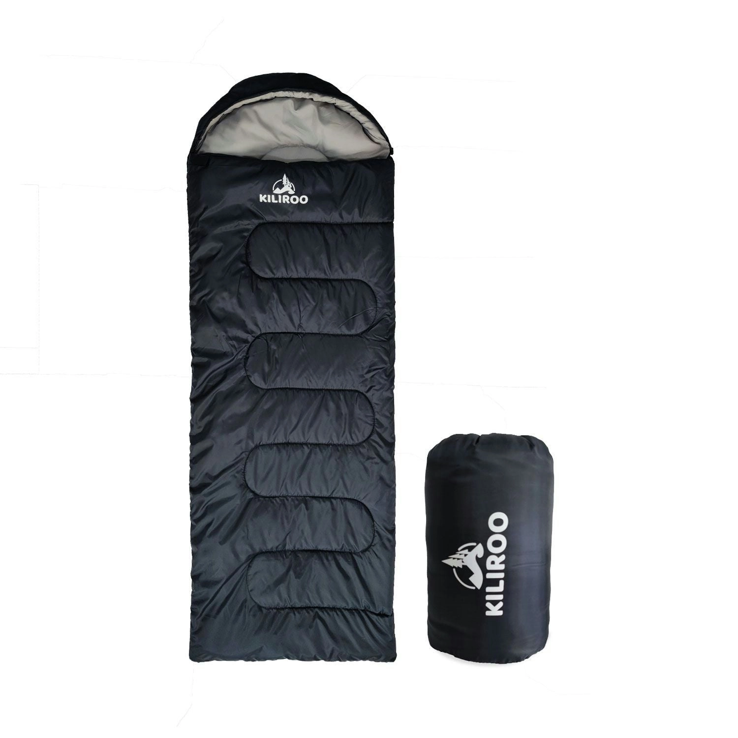 Kiliroo Sleeping Bag 350gsm Outdoor Camping Hiking Thermal Winter Single Black