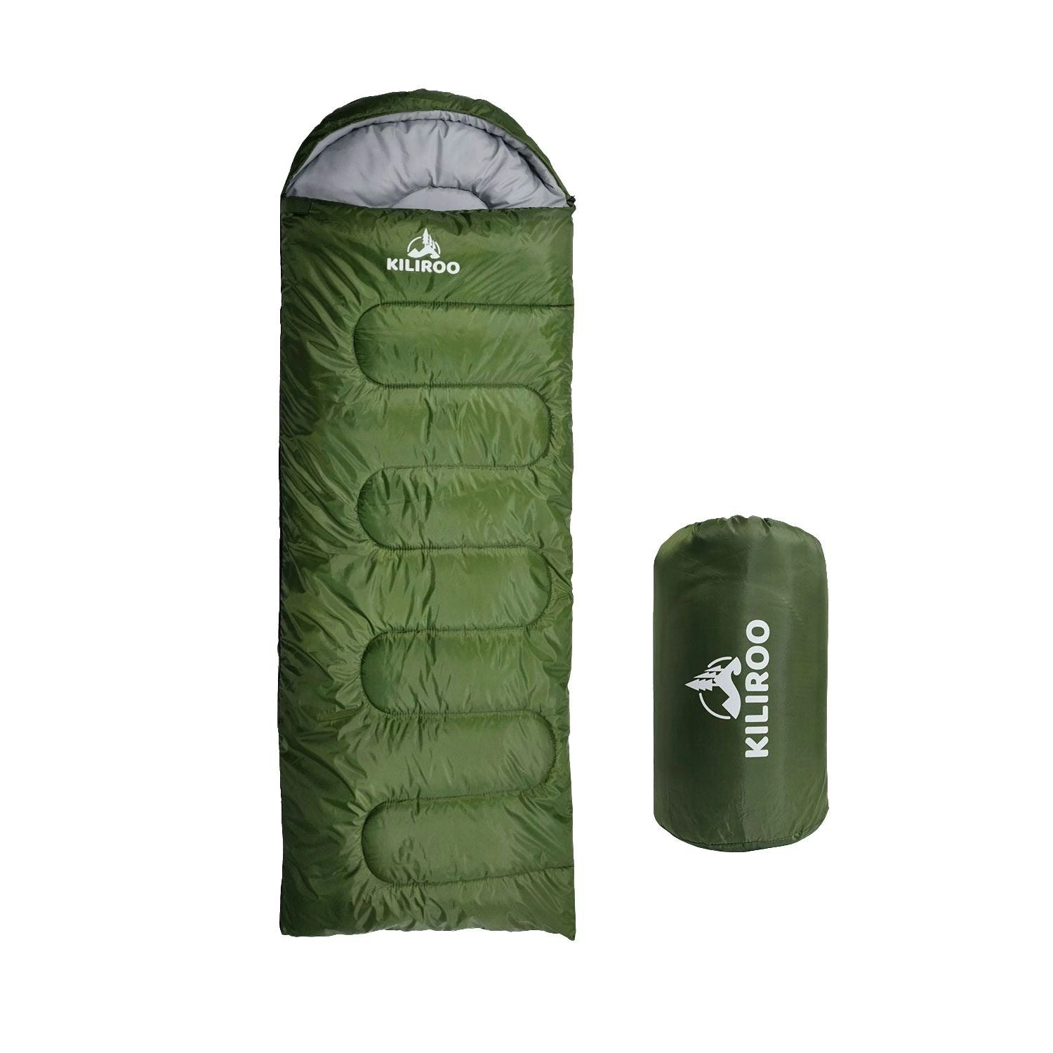 Kiliroo Single Camping 500GSM Sleeping Bag - Army Green