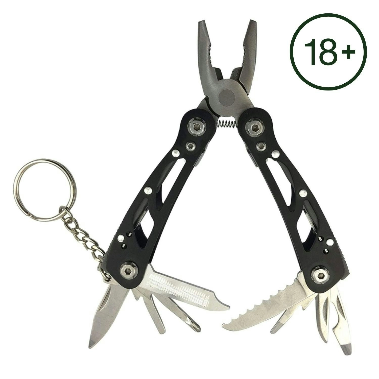 Kiliroo Multi Purpose Camping Pocketknife Multitool 13-in-1 Kit Lightweight Black