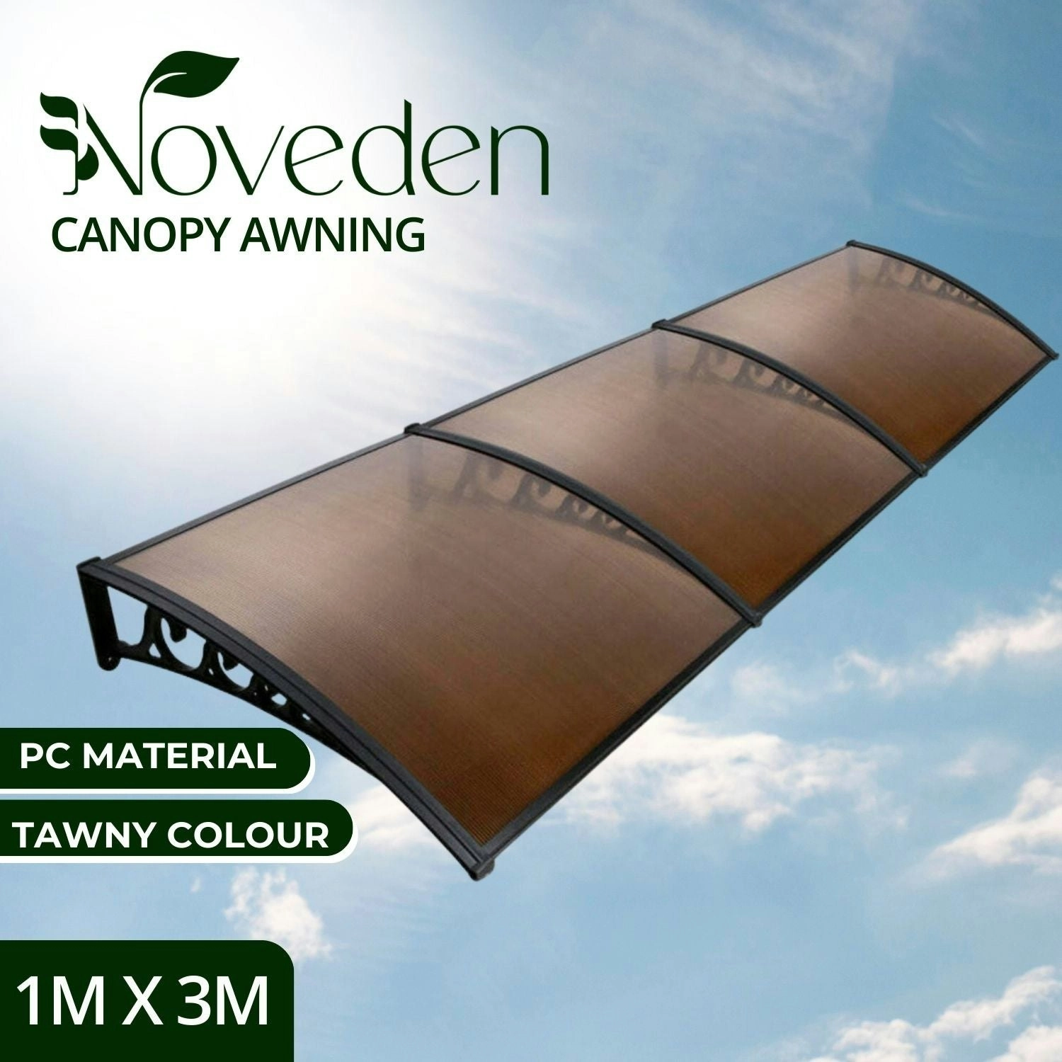 Noveden Window Door Awning Canopy Outdoor UV Patio Rain Cover 3M Type 3 Brown