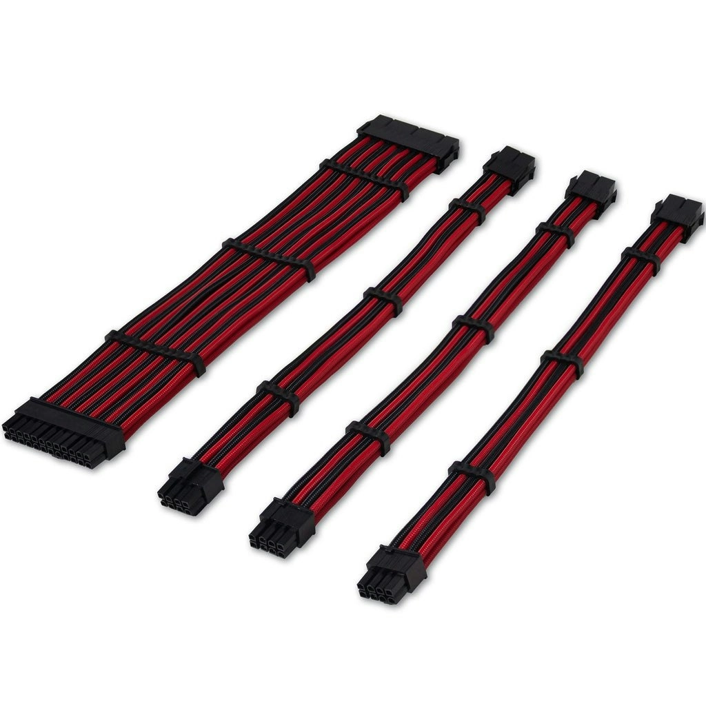 Tecware Flex Sleeved Extension Cables Set (Black/Red)