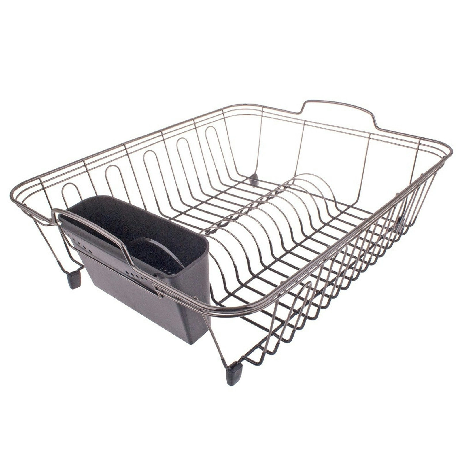 Madesmart Stylish And Contemporary Design Easy Grip Handles D.line Nickel/pvc Dish Rack - Black