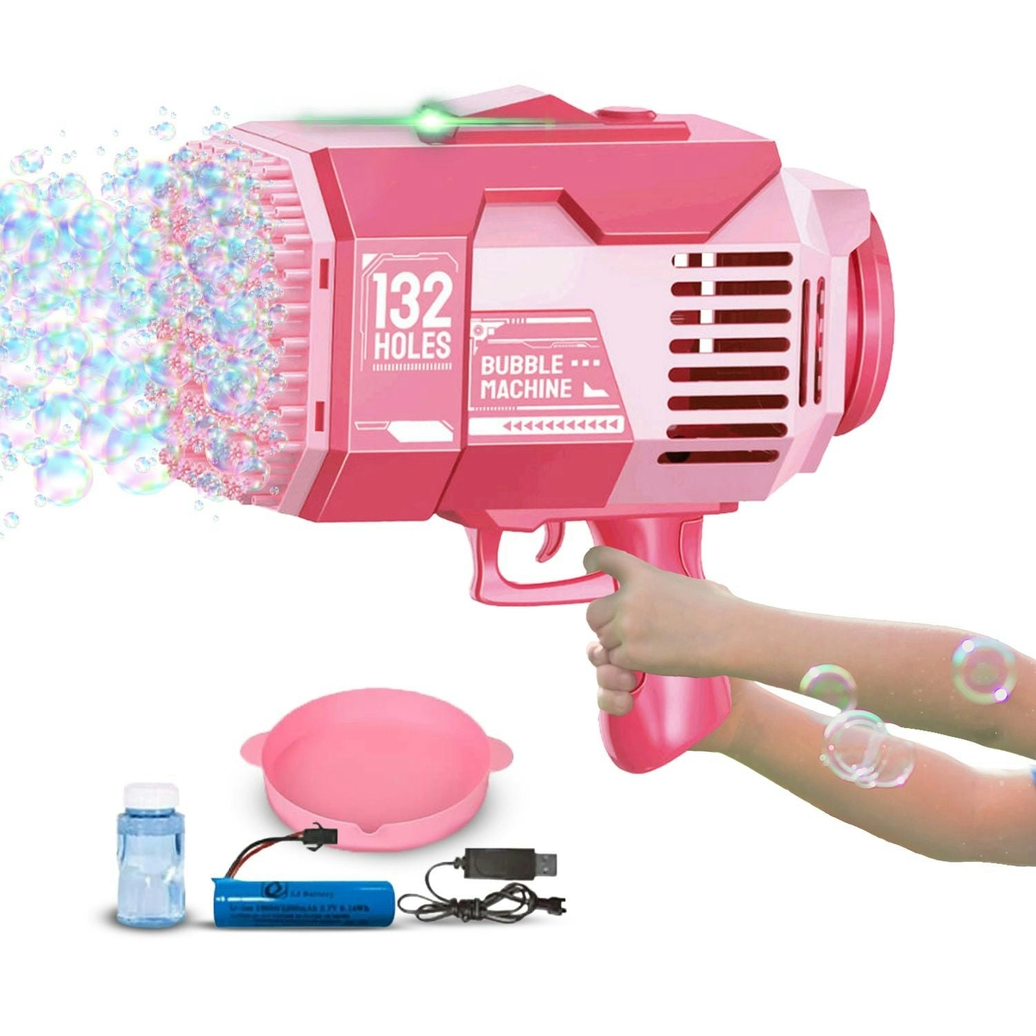 Gominimo 132 Holes Rechargeable Bubbles Machine Gun for Kids