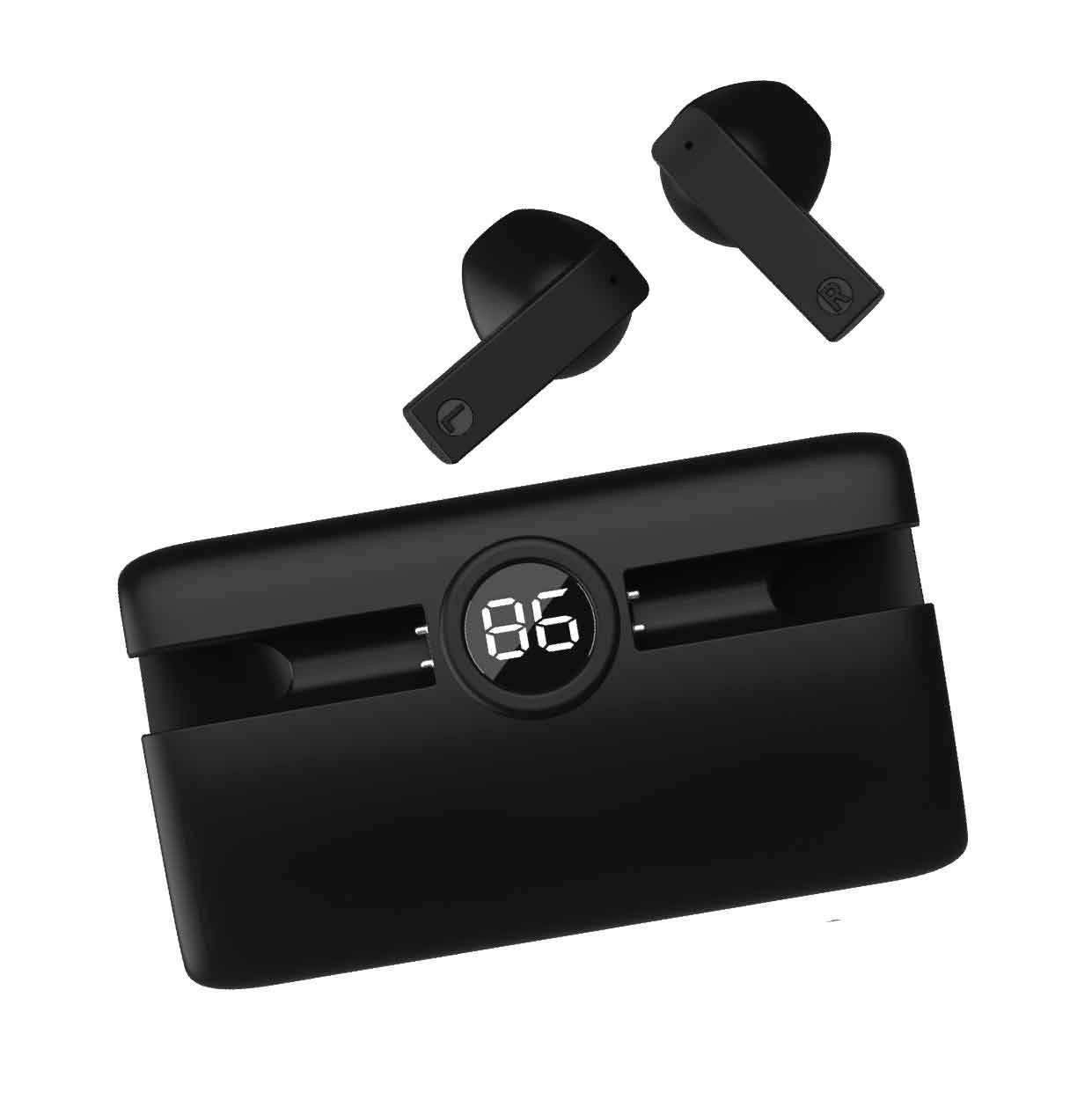 Laser TWS Earbuds with Powerbank Case | Travel-Friendly | Long-Lasting | Black