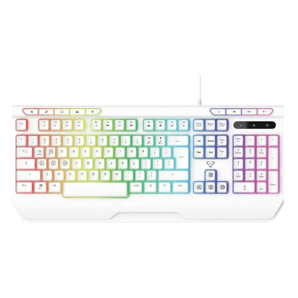 Laser RGB Gaming Keyboard White - Ergonomic, Multimedia, Anti-Ghosting