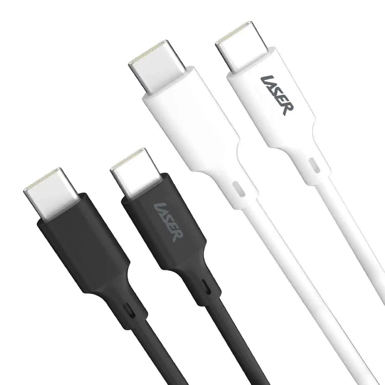 Laser 60W Fast Charge USB-C Cable 2m Black/White 2-Pack - Universal Compatible