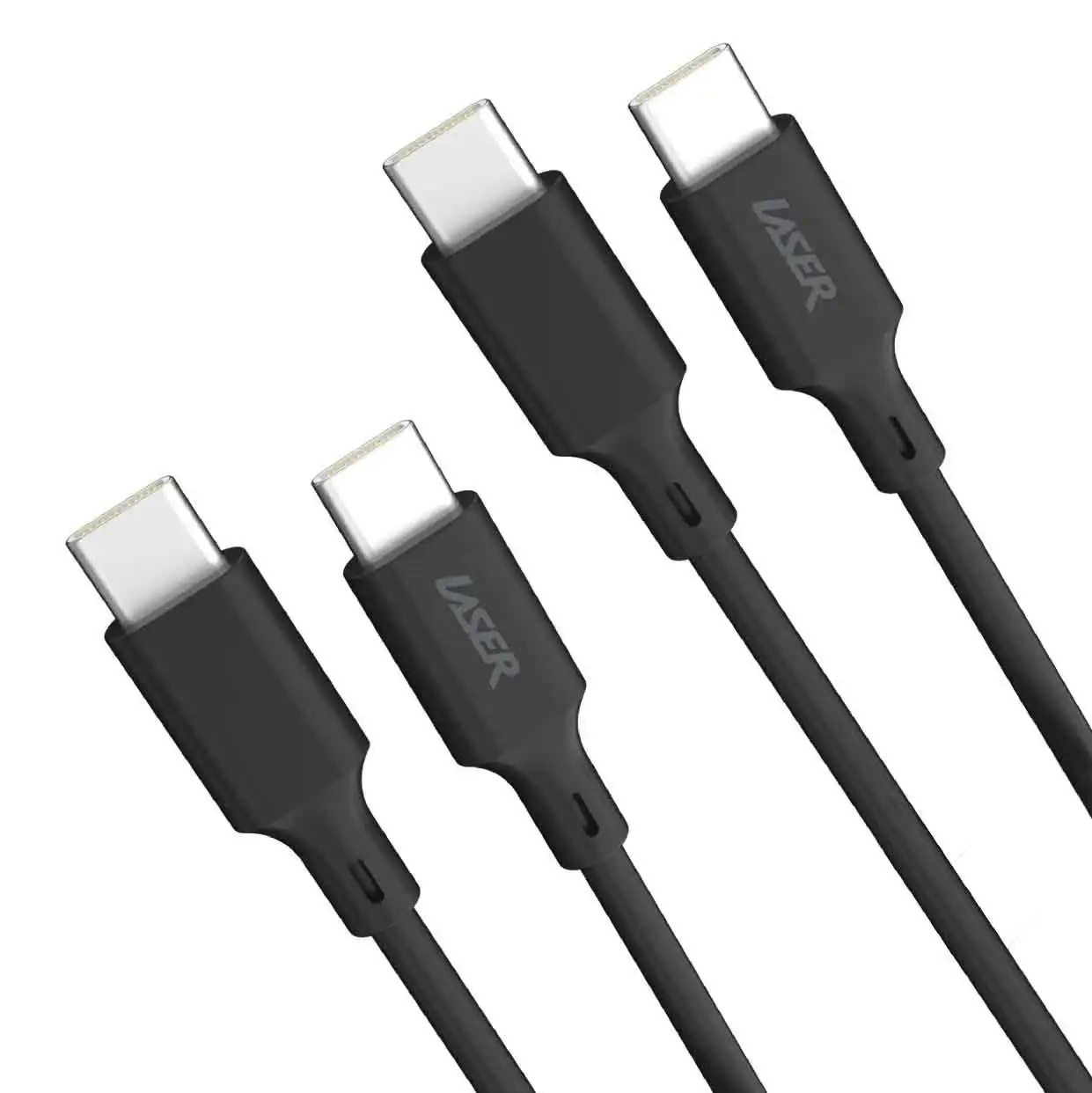 Laser 60W USB-C Fast Charging Cable Black Dual Pack 2m