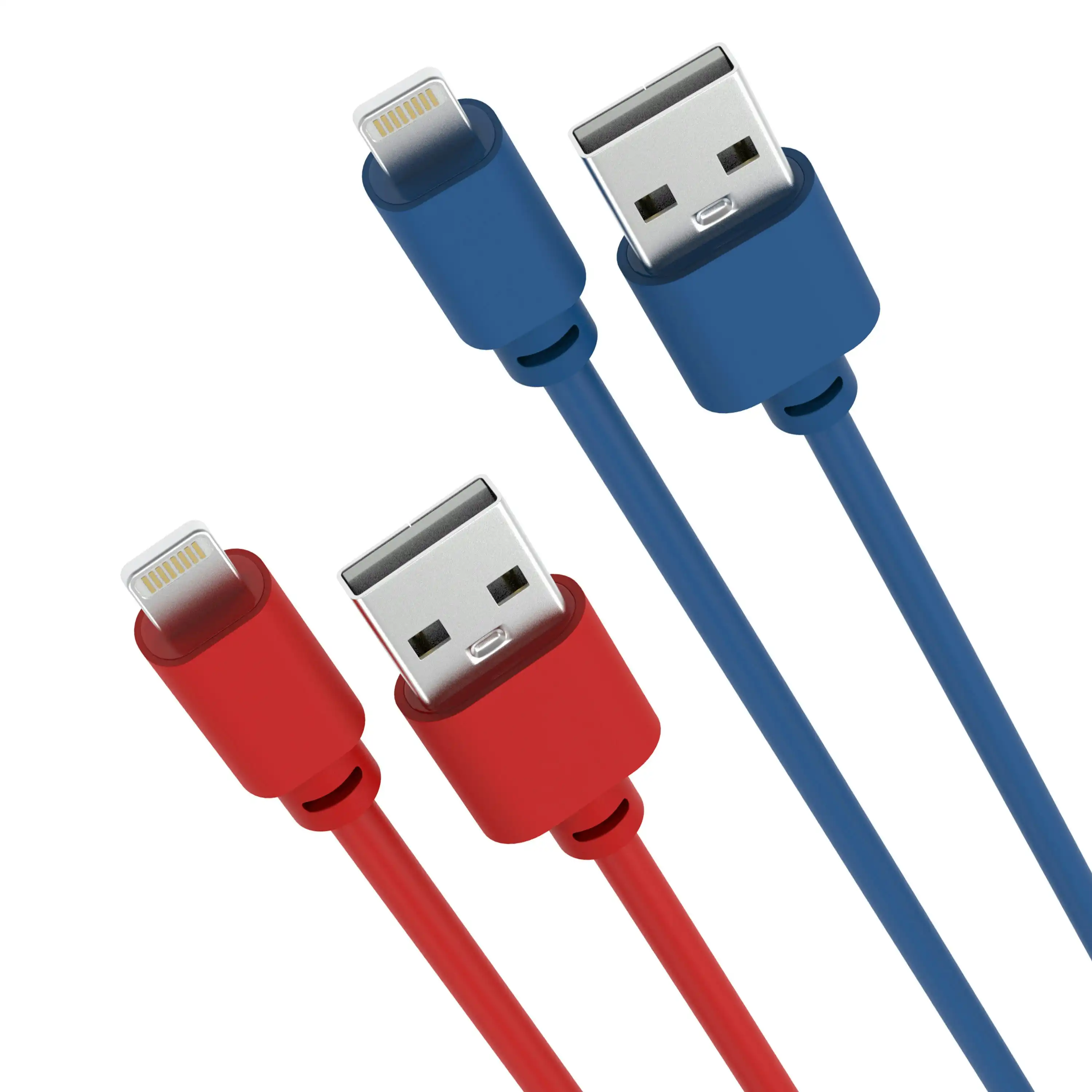 Laser MFi 2m Lightning Cable 2 Pack Red/Blue