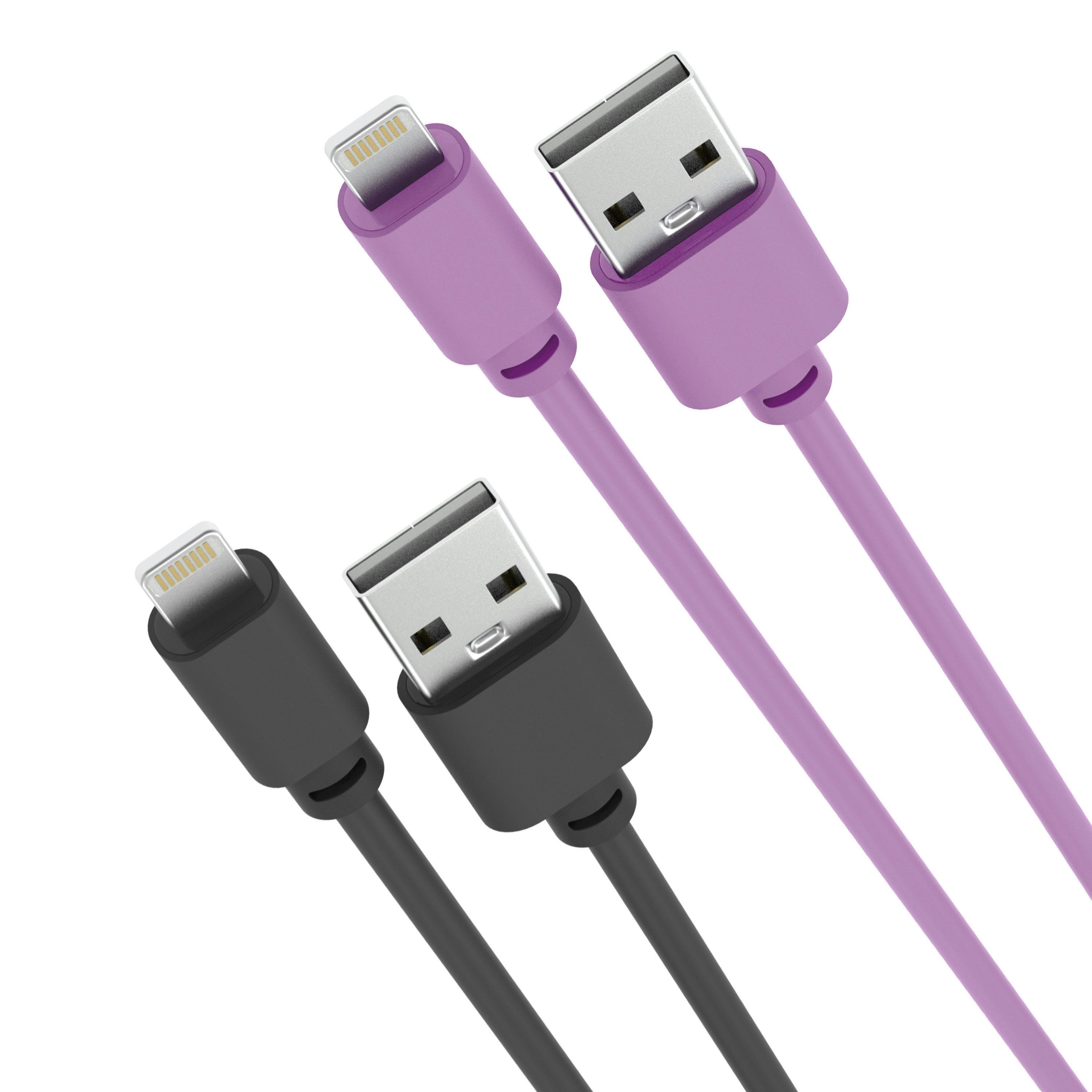 Laser 2M MFi Certified Lightning Cable Dual Pack Black/Purple Fast Charge